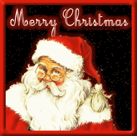 Brokatowy Mikołaj z napisem Merry Christmass