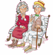 Dziadek siedzi z babcią na ławce