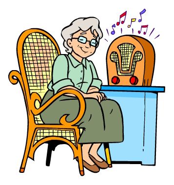 Młodziutka babcia słuchająca muzyki
