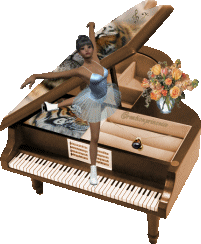 Tańcząca baletnica na fortepianie